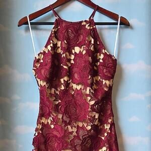 Lulus Women's Red and Tan Dress